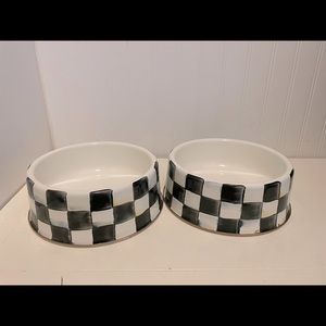 Set of Two (2) Large Courtly Check pet bowls